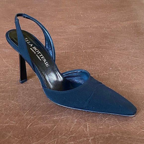 La Botterie Monte Carlo Black Pointed Toe Sling Back - Picture 3 of 15